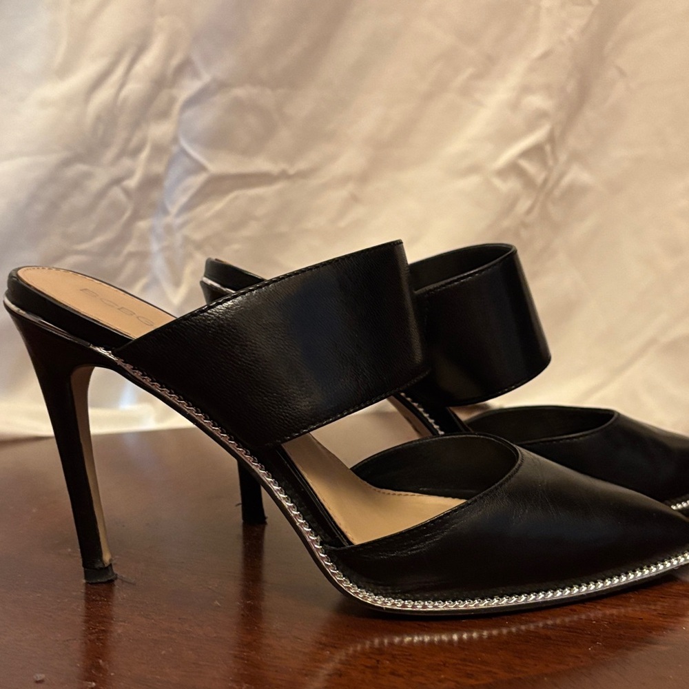 BCBGeneration Black Heels with Silver Metallic Detail - Picture 6 of 9